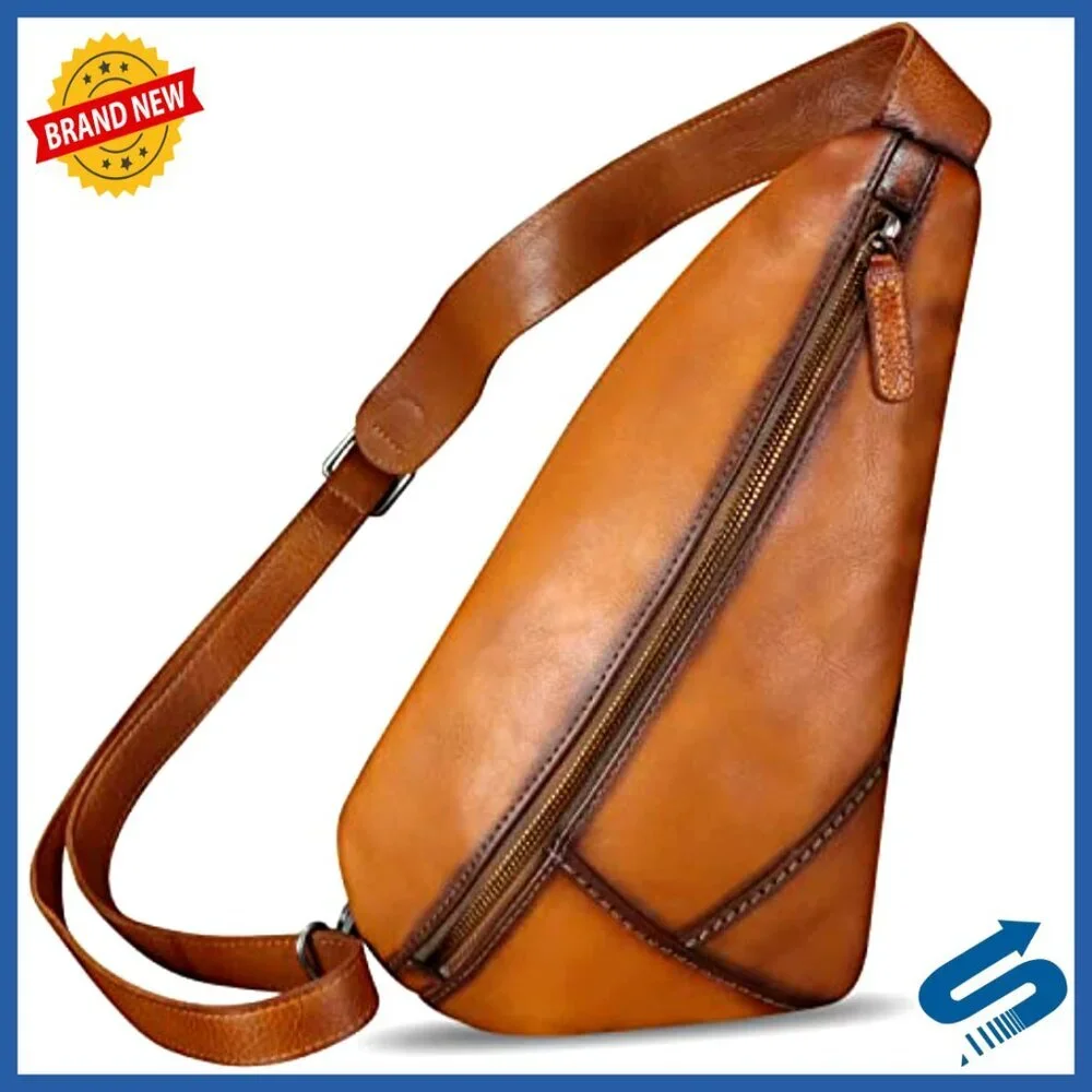 Genuine Leather Sling Backpack Crossbody Shoulder Bag Daypack